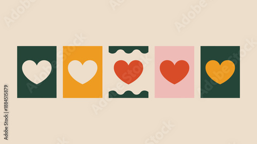 Colorful hearts in frames Vector