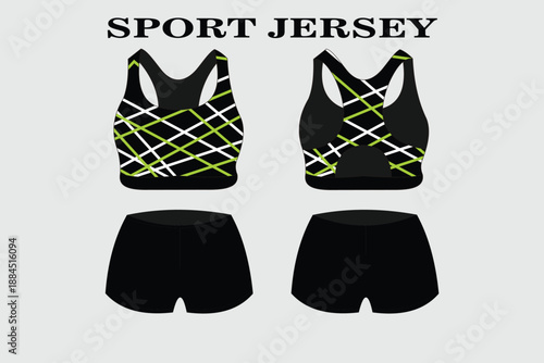 Stylish Sport Jersey Set with Black and Green Patterns for Athletic Activities and Training