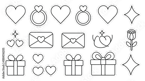 Collection of love and gift icons Vector