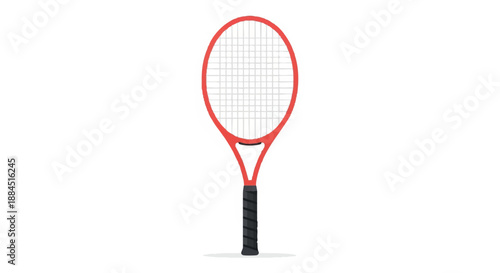 A red tennis racket with a black handle against a clean white background, showcasing the Racket tennis equipment.