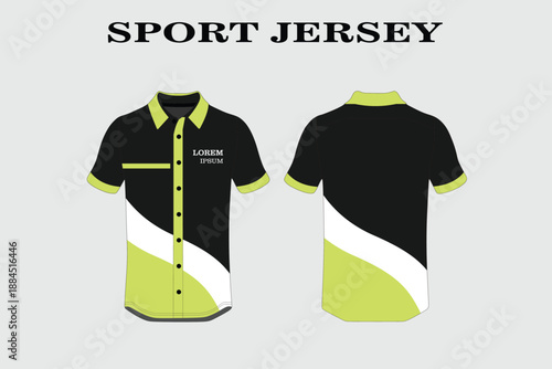 Stylish Sport Jersey Design with Black, White, and Neon Green Elements for Active Wear