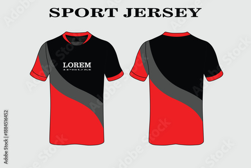 Dynamic Sport Jersey Design Featuring Bold Red and Black Colors for Athletes and Fans