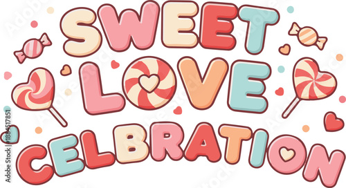 A delightful illustration of sweet love celebration with candies and hearts