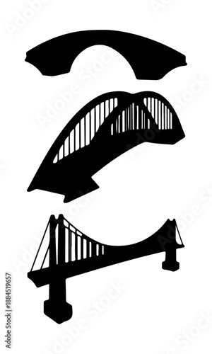 Bridge vector, various curve bridge silhouette, bridge curved style clipart, bridge art