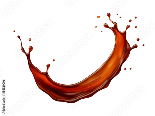 Realistic splash of Cola, tea, coffee or whiskey. Vector realistic illustration