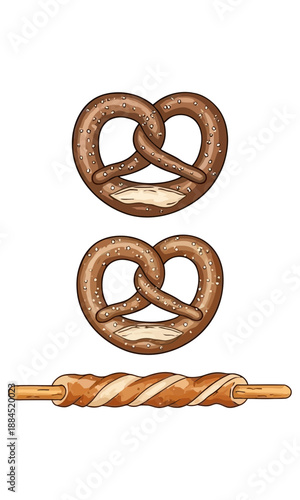Pretzel vector, various pretzel silhouette, pretzel clipart, pretzels art