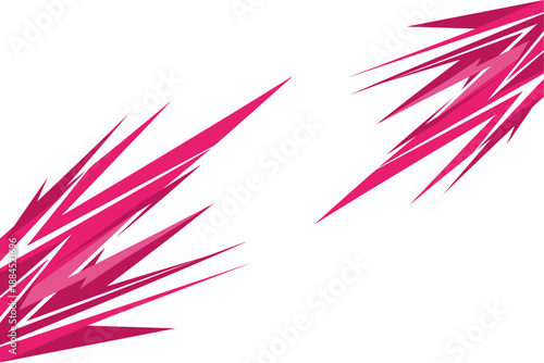 Vibrant Pink Abstract Shapes on White Background.