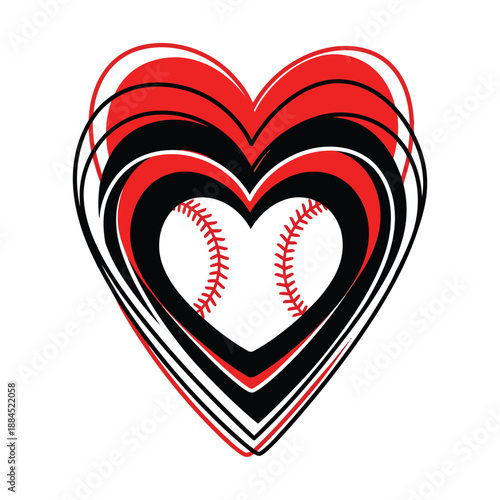 Concentric Hearts with Baseball Stitches in the Center love sport