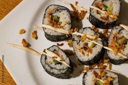 Make sushi at home, homemade food, japanese foods, sushi ingredients.
