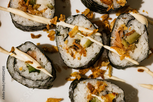 Make sushi at home, homemade food, japanese foods, sushi ingredients.
