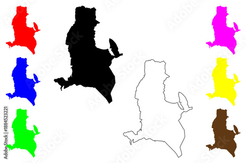 Amadora city (Portugal, Portuguese Republic) map vector illustration, scribble sketch Amadora map