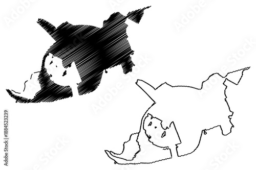 Se parish (Parishes of Macau, Macao Special Administrative Region of the Peoples Republic of China) map vector illustration, scribble sketch Se map