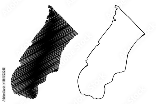 Sao Lourenco parish (Parishes of Macau, Macao Special Administrative Region of the Peoples Republic of China) map vector illustration, scribble sketch Sao Lourenco map