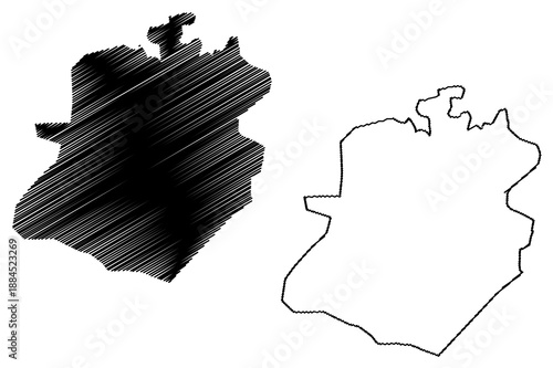 Bamako Region (Regions of Mali, Republic of Mali) map vector illustration, scribble sketch Bamako Capital District map