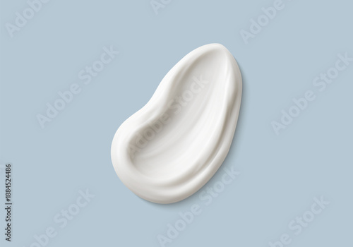 Cosmetic smear of creamy texture isolated on blue background. Cosmetic cream swatch. Cosmetic skin care product. Vector realistic illustration
