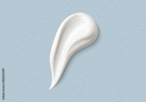Cosmetic smear of creamy texture isolated on blue background. Cosmetic cream swatch. Cosmetic skin care product. Vector realistic illustration