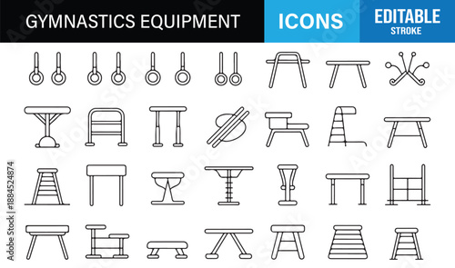 Gymnastics illustration icons in modern outline style