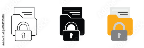 Digital data security concept featuring a protected file folder with a closed padlock, symbolizing confidential information, private access, and robust online privacy measures