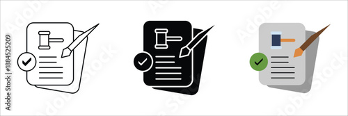 Gavel and paintbrush icon symbolizing the approved fusion of legal expertise with creative design principles on a verified document