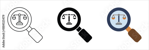 Thorough legal investigation and justice scrutiny symbol for comprehensive analytical research, exploring equity principles and law enforcement
