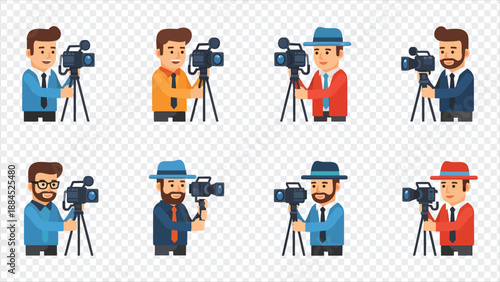 cartoon men holding video cameras