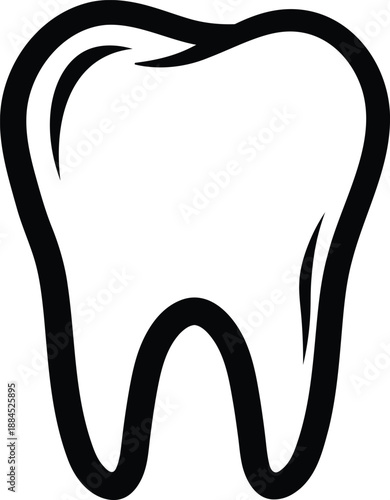 Black outline of a single healthy tooth on a white background dental hygiene
