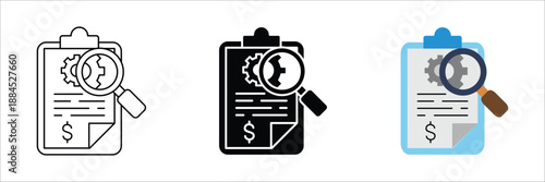 Icon representing comprehensive business analysis, project evaluation, and financial cost optimization for strategic decision-making processes across various industries