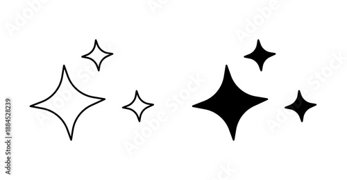 Magic Stars Icon with Sparkle Effect, Fantasy and Enchantment Symbol