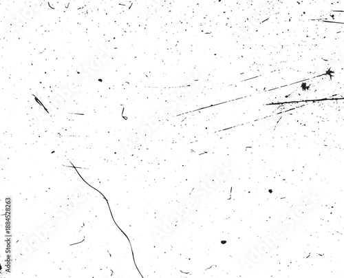 Abstract Monochrome Grunge Texture with Scattered Scratches and Dust on White
