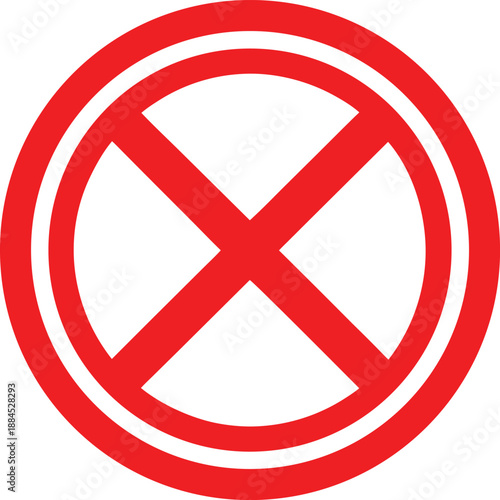 Free Download Bold Flat Red Crossed Out Circle Icon Silhouette Vector Art Illustration - GFXLoad