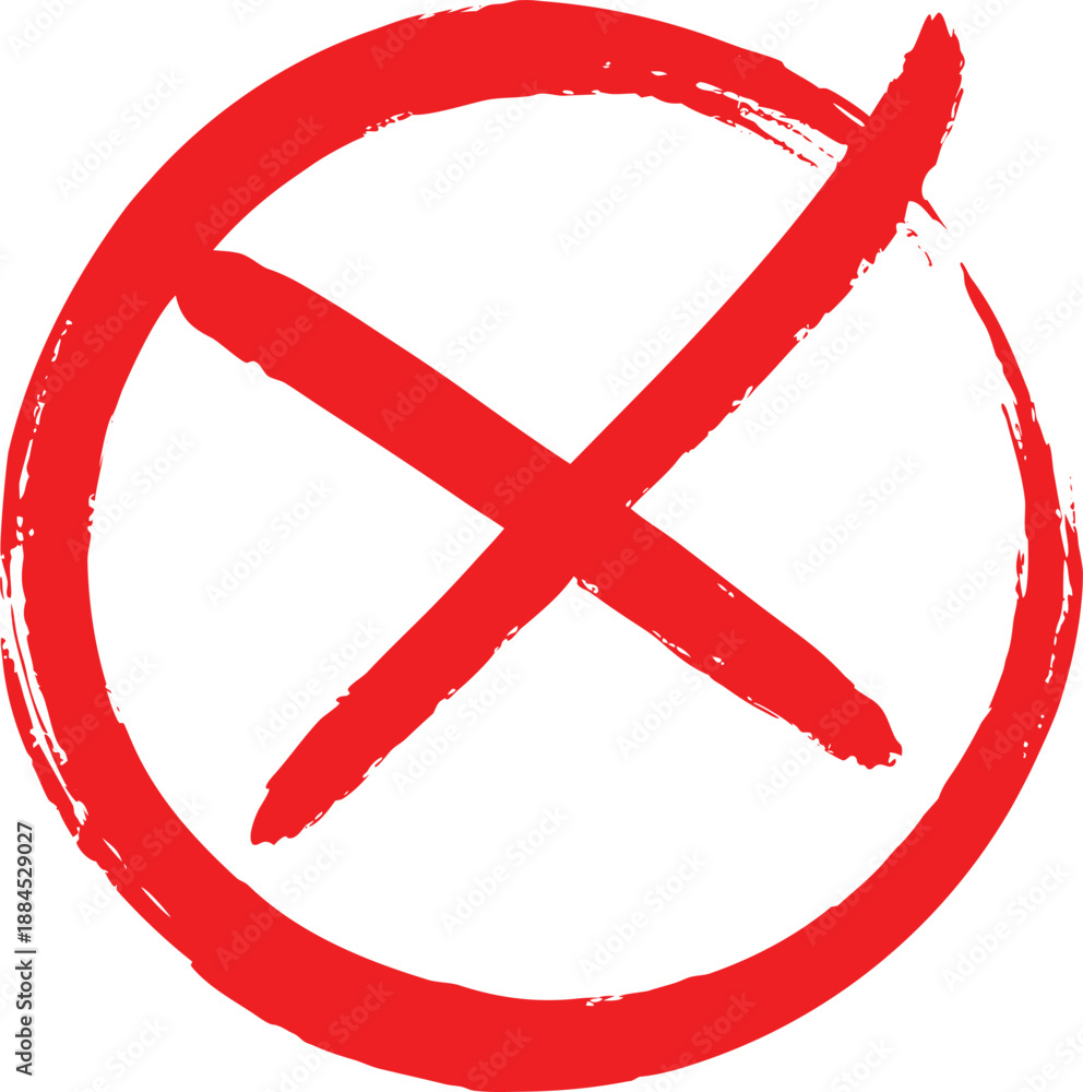 Obraz premium Calligraphy Brush Stroke Red Cross Mark Icon Silhouette Vector Art Illustration