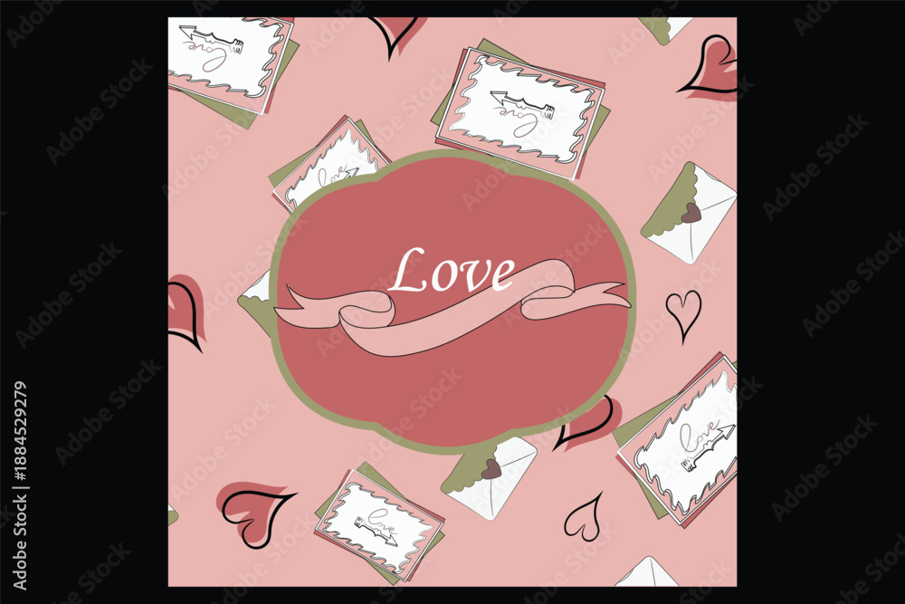 Obraz premium Romantic heart florals inspired by vintage botanical garden illustrations.