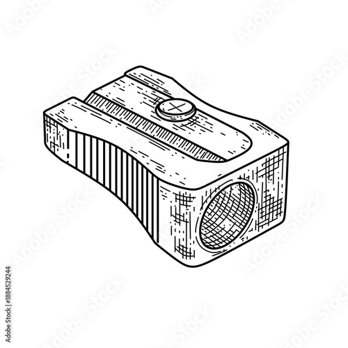 hand drawn pencil sharpener line art vector illustration