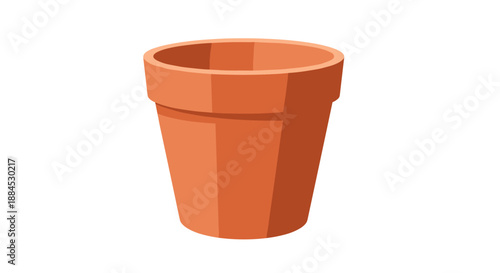 Classic terracotta clay flower pot with a smooth orange finish isolated against a clean white background for gardening.