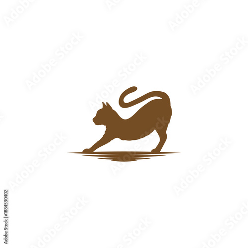 Stretching Cat Silhouette Illustration