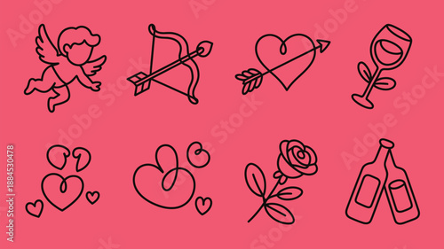Illustrated symbols of love and affection Vector