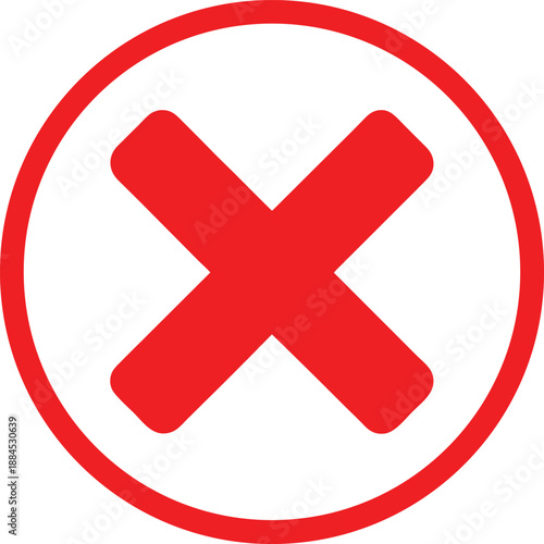 Flat Red X Mark No Sign Icon Silhouette Vector Art Illustration