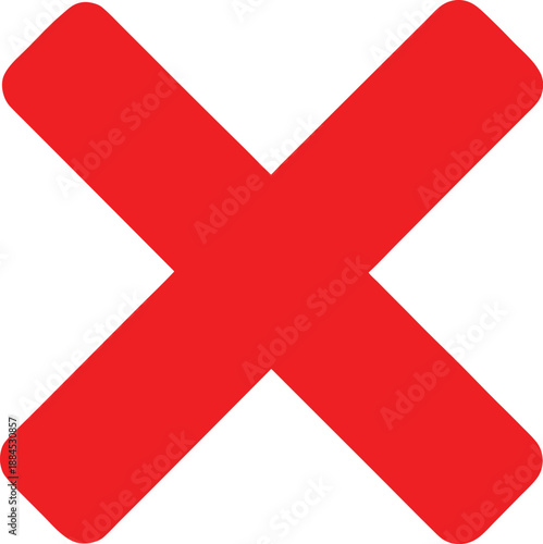 Flat Red X Symbol Prohibition Sign Icon Silhouette Vector Art Illustration