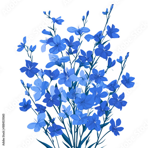 Tableau sur toile A simple and modern flat 2D vector of a Lobelia Bouquet, isolated on a pure white background