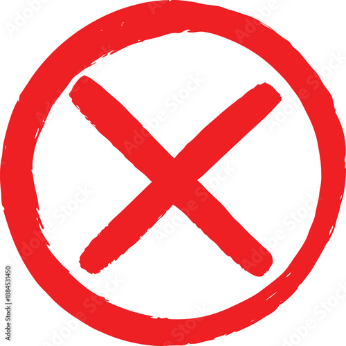 Minimal Brush Stroke Empty Red Circle Icon Silhouette Vector Art Illustration