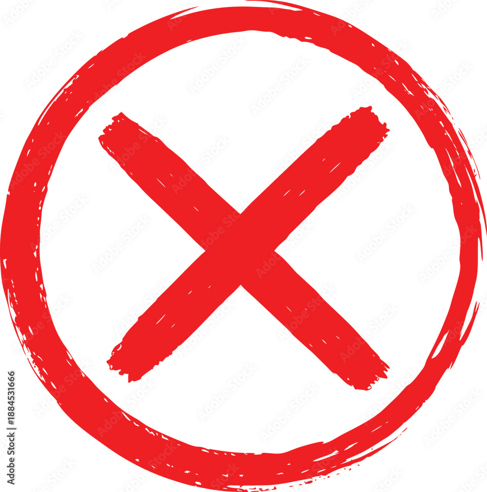 Obraz premium Minimal Brush Stroke Red Prohibition Circle Icon Silhouette Vector Art Illustration