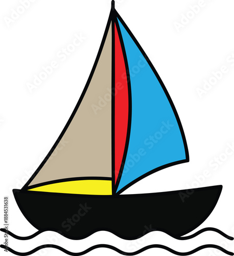 Sailing ship isolated on white background vector icon illustration