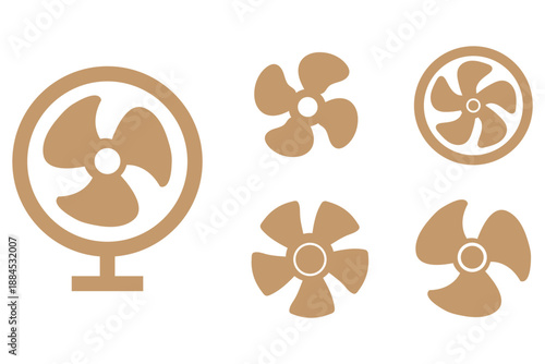 Fan icon set. Ventilator, propeller, cooler, conditioner - stock vector. stock illustration