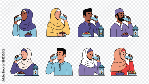 people drinking water from bottles during ramadan