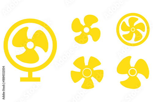 Fan icon set. Ventilator, propeller, cooler, conditioner - stock vector. stock illustration