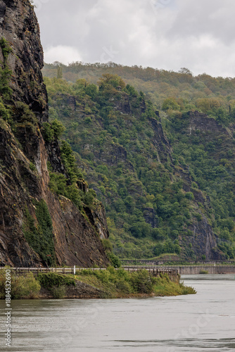 Loreley rock cliffs along the Rhine River