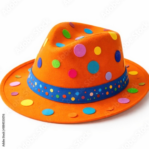 Bright orange dotted party cowboy hat for festival costume events