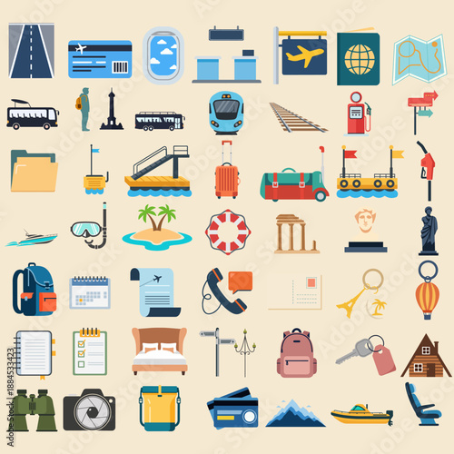 set illustration vector graphic of elements for the traveling theme