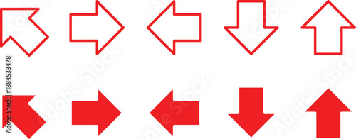 red arrow icons,red directional arrows,various red arrow symbols,minimalist red arrow icons,simple red arrow illustrations