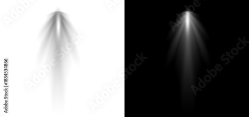 Tableau sur toile White light beam shining straight up with intense lens flare on transparent and